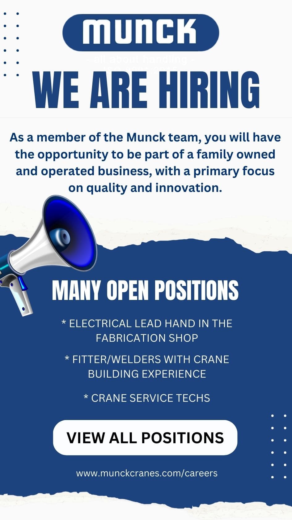 Munck Cranes is Hiring